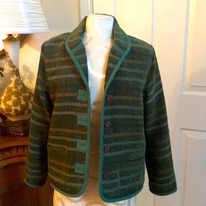Vintage Koret Petite Small Green and Tan Striped Western Jacket